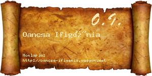 Oancsa Ifigénia névjegykártya